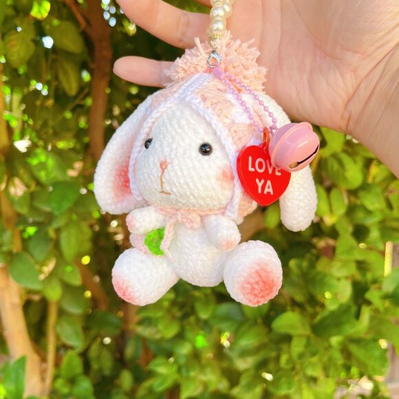 Bunny plush keychain Crochet Animal Bunny plush for girl's bag amigurumi Crochet - Picture 5 of 6